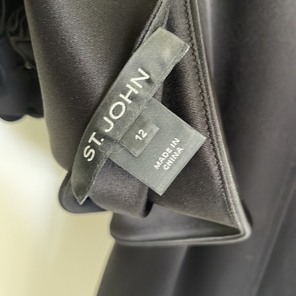 St. John size 12 silky one sleeve black dress. Beautiful on. - Picture 6 of 6